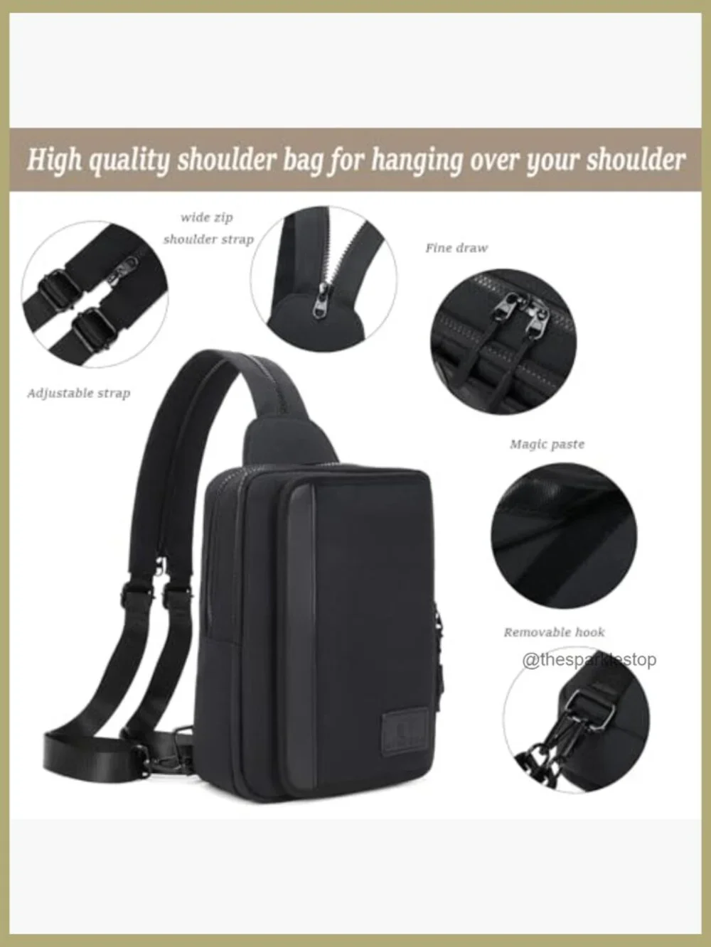 2-in-1 Nylon Sling Crossbody Backpack with Wipes Pouch & Bottle Pocket